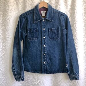 Vintage 90s Calvin Klein Dark Wash Denim Button Up Shirt Jacket Shacket